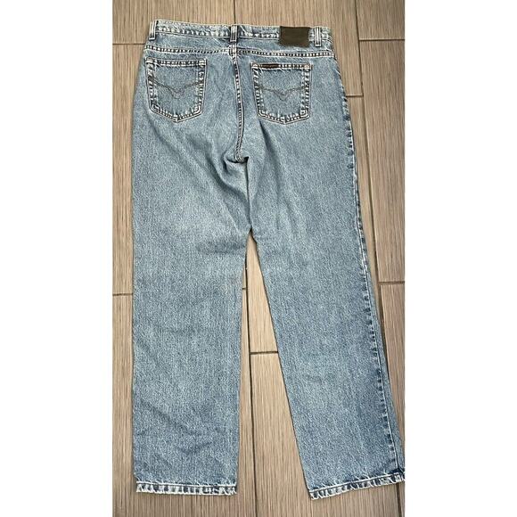 Harley Davidson Men's Blue Denim Straight Leg Medium Wash Jeans Measures 36x32 - Picture 5 of 9